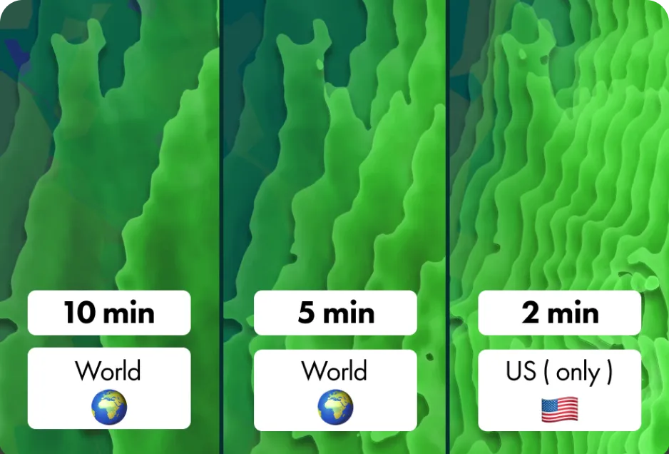 Radar Refresh Every 5 Min Worldwide (2 Min the US)